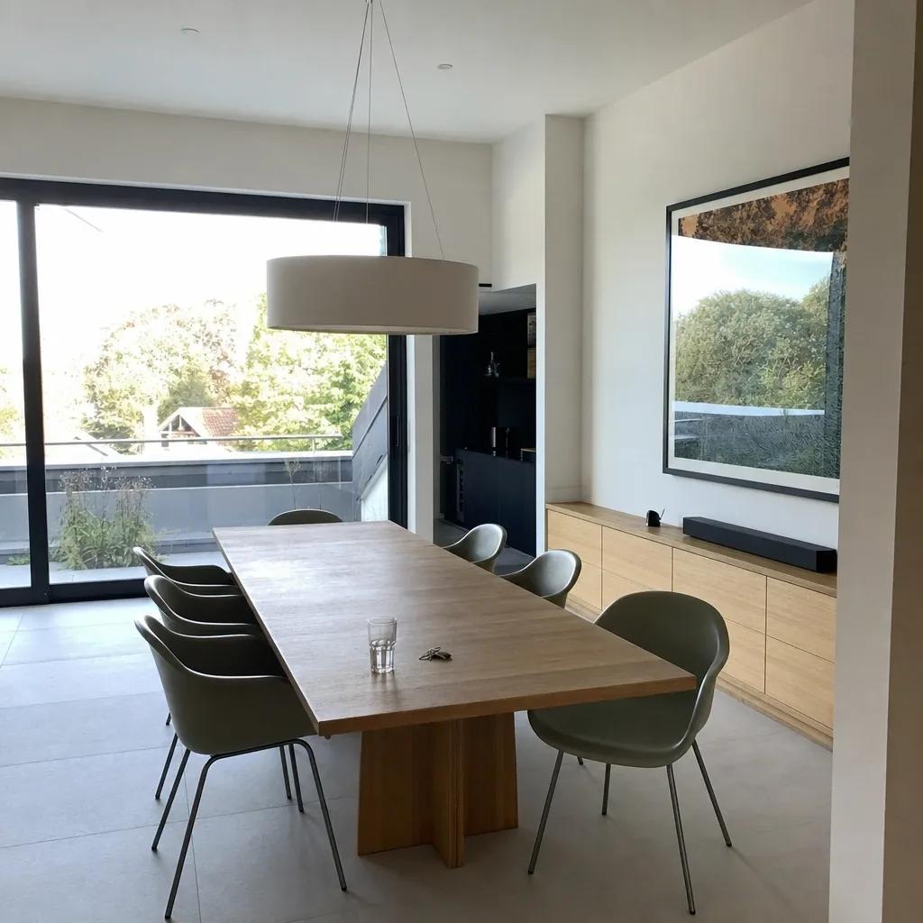 Open-plan oak dining Open-plan oak dining